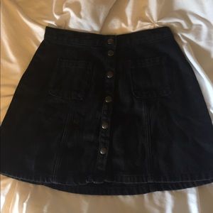 Black denim skirt